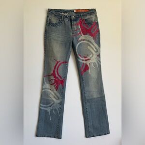 Akdmks White And Pink Paint Design Jeans Sz 29